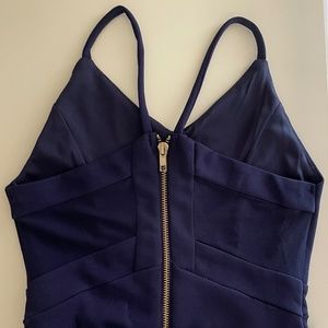 Navy blue girls dress back cutout mesh